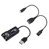 Sensiabl USB 2.0 auf RJ45 Adapter, 2 x Micro-USB-Kabel, LAN-Ethernet-Adapter für Amazon Fire TV 3 oder Stick Gen 2, Schw