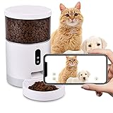 Viugreum 4L Futterautomat für Katzen, Automatischer Futterautomat Katzen Hunde mit Timer 2.8 mm High Definition Objektiv ,Futterspender Katze mit unbegrenzter Kapazität +APP Steuerung