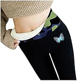 Damen Winter Leggings mit Fleece Gefüttert Hose Warm Dicke Strumpfhose Warme Leggings Thermoleggins Jogginghose Thermo Freizeithose Elastische Winter Thermal Fleece Sweatpants Dunkelg