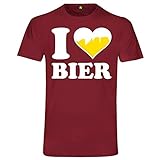 I Love Bier T-Shirt | Ich Liebe | Beer | Alkohol | Saufen | Party | Weizen Bordeaux Rot M
