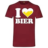 I Love Bier T-Shirt | Ich Liebe | Beer | Alkohol | Saufen | Party | Weizen Bordeaux Rot M