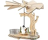 Weihnachtsdekoration Pyramide mit Schneemann 16 cm Weihnachtspyramide für 2 Teelichte Lichterpyramide Tischpyramide für W