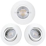 Scandinavian home 3er Set LED Spot Schwenkbar 68mm - 75mm I Badezimmer geeignet I warmweiß 230V CRI 90 4,3W 350lm 3000K 68mm I Matt-weiß I LED Einbaustrahler Deckeneinb