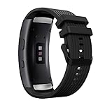 MoKo Armband Kompatibel mit Gear Fit 2 Pro SM-R365/Gear Fit 2 SM-R360, Silikon Gestreiftes Verstellbares Uhrenarmband Wechselarmband Sport Ersatzband (5,7'-7,48'), Schw