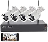 VisorTech Videoüberwachung: Funk-Überwachungssystem mit HDD-Rekorder & 4 Full-HD-IP-Kameras, App (Funk Überwachung)