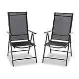 PHIVILLA 2er Sets Gartenstühle mit Aluminiumrahmen, 6X verstellbar mit 7 sitzpositionen Gartenstuhl Klappstühle Gartensessel W