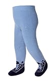 Baby Strumpfhosen im Schuh-Design für Jungen - weiche Baumwolle & Anti-Rutsch-Sohlen - 6-12 Monate (BLAU)