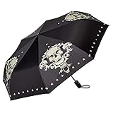 VON LILIENFELD Regenschirm Taschenschirm Skull Totenkopf Schädel Windfest Auf-Zu-Automatik Stabil L