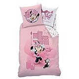 CTI Minnie Maus Flannel/Biber Bettwäsche Bettbezug 135x200 80x80 · Kinderbettwäsche für Mädchen · Disney`s Minnie Mouse · 2 teilig · 1 Kissenbezug 80x80 + 1 Bettbezug 135x200