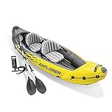 SHENY Aufblasbarer k-a-y-a-k. Explorer K2. Wassersport Tragbare Fischerboot-Doppelperson PVC Boot Kajaks 2 Sitze Pump Paddel (Color : INTEX Explorer K2)
