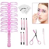 LATTCURE Augenbrauen Schablone Set, Augenbrauen Pflege Set Eyebrows Stencil Eyebrow Grooming Kit Makeup Werkzeuge Augenbrauenstift Augenbrauen Trimmer Augenbrauenmesser S