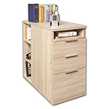 Schubladenschrank - Büro Möbel mit Schubladen - Container für Schreibtisch - ca. B 40 cm x H 75 cm x T 75 cm [Mit Mehren Funktionen] Bürocontainer - Sonoma Eiche - Nachttisch | Unterschrank