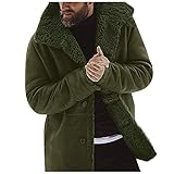 Vintage Fleecejacke Herren Wintermantel Parka Retro Old School Revers Plüschmantel Cardigan Winterjacke Patchwork Lederoptik PlüSchjacke Warme Dicker Mantel Kaffee Vintage Lederjacke Winterpark