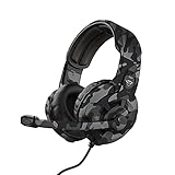 Trust Gaming GXT 411K Radius Gaming-Headset für PC, PS5, PS4, Xbox, Nintendo Switch, Mobile, Over Ear, 3.5mm Klinke, Lautstärkeregler, Einstellbaren Mikrofon - Schwarz Camouflag