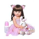 SUCHUANGUANG 55cm Realistische Puppe Volles Weiches Vinyl Kleinkind Babys Langes Haar Prinzessin Mädchen Spielzeug Babypupp