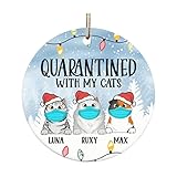 Uzubunki Katzen-Ornament, personalisierbar, lustige Katze mit Maske, Katzen-Weihnachtsdekoration, Katzenbaum-Dek