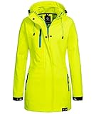 Rock Creek Damen Softshell Jacke Mantel Outdoor-Mantel Damenmantel Softshellmantel Winterjacke Wasserabweisend Kapuze Übergang D-423 Neongelb XL