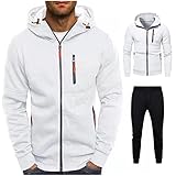 Herren Trainingsanzug Jogginganzug für Männer Langarm Sportanzug Freizeitanzug Set Jogginghose Sweatshirt Zipper Hoodie Hose für Gym Fitness Sportbekleidung Trainingsjacke Tracksuit Sportjack