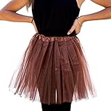 Oblique Unique® Tutu Tütü Reifrock Unterrock Petticoat Damen Frauen Rock Braun als Kostüm Accessoire für Fasching Karneval Motto Party Einheitsgröße 60 cm - 116