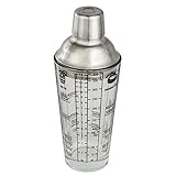 Xavax Cocktail-Shaker (Cocktail-Mixer aus Glas mit Edelstahl Aufsatz, Cocktailrezepten, Bar Set mit 400ml Füllmenge, Silikon-Ring, 4cl Messbecher-Deckel und Dosier-Sieb) transp