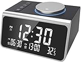 dh-9 Radiowecker,Bluetooth V5.0,Hi-Fi-Lautsprecher,Doppelter Alarm mit Schlummerfunktion,Digitalanzeige mit Dimmer,Doppelte USB-Ausgänge,FM-R