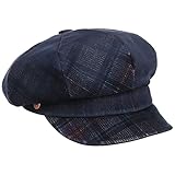 Mayser CIA Blue Check Ballonmütze Schildmütze Baker-Boy-Mütze Balloncap Damencap Damen - Made in The EU mit Futter, Schirm Herbst-Winter - One Size b