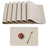 HOUSWEETY Platzsets PU Kunstleder Tischsets 6er Sets Abwaschbar Wasserdicht Platzdecken für Hause Küche Restaurant und H