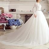 yhfshop Abendkleider Elegant,Neues langärmliges Brautkleid mit V-Ausschnitt aus Spitze aus Spitze,Ivory,52,Ballkleid Brautjungfernkleider Festk