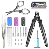 TIMESETL 8-in-1 Wickel DIY Tool Kit, DIY Wickelwerkzeug Spulenwicklung Satz für Widerstandsdraht E-Zigarette Werkzeug mit Keramik Pinzette Schere kleiner Kreuzschraubendreher Sechskant-Schraub