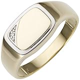 JOBO Herren Ring 585 Gold Gelbgold bicolor 1 Diamant Brillant Goldring Größe 68
