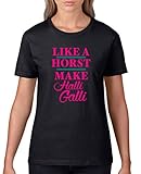 Comedy Shirts - Like a Horst Make Halli Galli - Damen T-Shirt - Schwarz/Pink-Türkis Gr. XXL