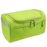 Reise Kulturbeutel Kulturtasche zum Aufhängen Herren & Damen Kosmetiktasche mit Mesh und Zip Fach Groß Waschtasche Wasserdicht Männer Frauen für Koffer Handgepäck Grü