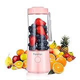 Mini-Standmixer, 400 ml Tragbarer Mixer, Smoothie Maschine, USB-Mixbecher Mit Reinigungsbürste, 6 Klingen，kann zur Herstellung Von Smoothies und Milchshakes verwendet werden、Saft(Rosa)