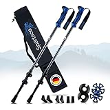 SPARTACO® Teleskop Wanderstöcke – Ultraleichte 7075 Aluminium Trekkingstöcke – Verstellbar 65-135cm – Mit ergonomischen Griffen – Gelenkschonende Walking-Stöcke mit 5 Aufsätzen – Für Damen & H