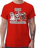 Weihnachten & Silvester Geschenke Party Deko - Frohe Weihnachten mit Dabbing Figuren - weiß - L - Rot - Weihnachts Tshirt Herren schwarz - L190 - Tshirt Herren und Männer T-S