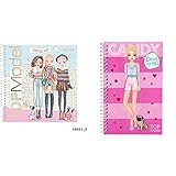 Depesche 10452 Sticker Book TopModel Dress Me Up, Sortiert & 11152 Malbuch mit Stickern im Taschenformat, TOPModel Dress me up, ca. 16 x 10,5 x 1,2 cm,