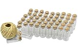 Wandefol 48 Mini Gewürzgläser-Set mit Korken, Mini Glasfläschchen, Bonbon Gläser Set, Aufbewahrung von Ölen, Gewürzen, Kräutern oder Tee ca. 10 ml Garn, Hochzeitseinladung, Schmuck DIY Projek
