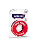 Hansaplast Fixierpflaster Classic (5 m x 1,25 cm), Tapeband zur einfachen und sicheren Fixierung von Wundverbänden, Heftpflaster Rolle mit starker Klebek