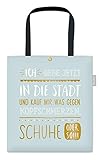 Grafik-Werkstatt Damen Baumwoll-Beutel mit lustigem Spruch Tasche mit Verschluss | Schuhe, Hellblau, ca. 39 x 44 cm ohne Henk