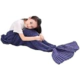 XYSQ Sanft Mermaid Flosse Decke Crochet Meerjungfrau Schwanz Decke Fisch Skala Muster Steppdecke Schlafsack Sofa Decke Damen Für Geburtstagsgeschenk Dauerhaft (Color : B)