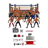 badewanne Mini-Wrestling-Figur, 12 Miniatur-Wrestling-Spieler, inklusive 1 Ringe, Wrestler-Krieger, Spielzeug, lustige Miniatur-Kampf-Action-Figuren, tolles Geschenk für Jungen und M