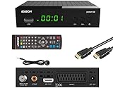 EDISION Proton S2 Full HD SAT Receiver inkl. HDMI Kabel & IR Auge (1x DVB-S2, USB WiFi Support, USB, HDMI, SCART, S/PDIF,FTA schwarz) [ für Astra vorprogrammiert]