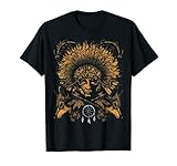 Native American Indian Chief Dream Catcher Wolf Feathers Art T-S