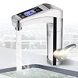 Wasserhahn küche, LED Elektro-Durchlauferhitzer Wasserhahn Startseite Badezimmer Küche-Mischer-Hahn 220V (Farbe : Gray)