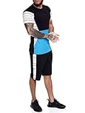 OneRedox Herren Short-Jogginganzug Shortanzug Sportanzug Short T-Shirt Modell 1461 Türkis L