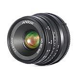 Objektiv Andoer 25mm F1,8 APS-C Weitwinkelobjektiv Manueller Fokusobjektiv mit großer Blende für Sony Mirrorless Kamera Sony E-Mount schw