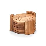 Zeller 25378 Glasuntersetzer-Set, 7-tlg., Bamboo, ca. Ø 12,7 x 7
