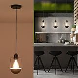 KKLINV Pendelleuchte Vintage Höhenverstellbare Hängelampe Schwarz Lampenschirm Esstisch Industrie Küchenlampe Esszimmerlampe Hängend Schlafzimmer Nachttischlampe Metall Lampe E27 1Flammig Ø12x18