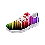 HUGS IDEA Low-Top Turnschuhe Funny Print Mesh Athletic Schuhe Laufen Klettern Sneaker Krankenschwester Zahn Jamaika Stripe Leopard, Rainbow Stripe White, 38.5 EU