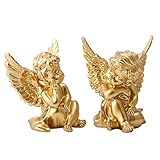 Resin Statue Engelstatue Schmuck Baby schöne Engelstatue Gartendekoration Mini Gold Fensterdekoration Zubehör 2 Stücke-D